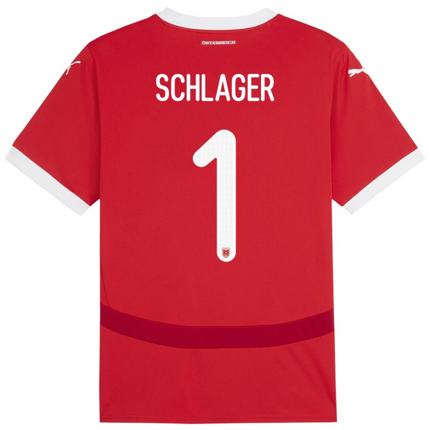 Criança Camisola Áustria Alexander Schlager #1 Vermelho Principal 24-26 Camisa Brasil