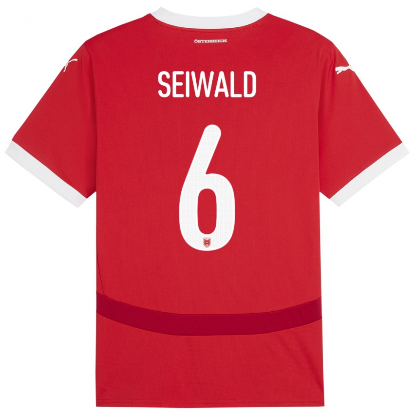 Criança Camisola Áustria Nicolas Seiwald #6 Vermelho Principal 24-26 Camisa Brasil