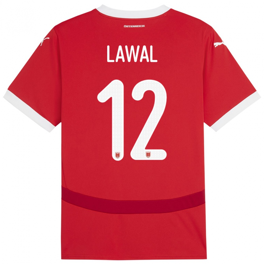 Criança Camisola Áustria Tobias Lawal #12 Vermelho Principal 24-26 Camisa Brasil