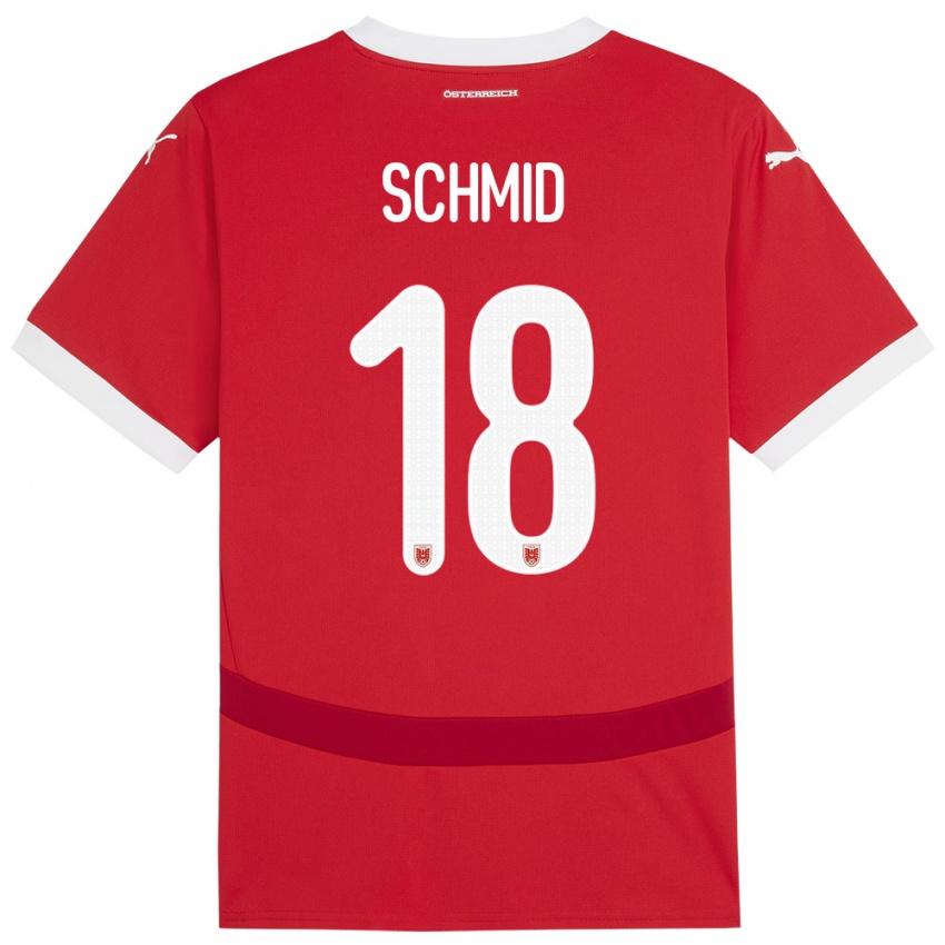 Criança Camisola Áustria Romano Schmid #18 Vermelho Principal 24-26 Camisa Brasil