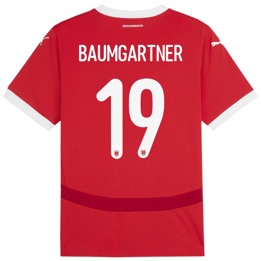 Criança Camisola Áustria Christoph Baumgartner #19 Vermelho Principal 24-26 Camisa Brasil