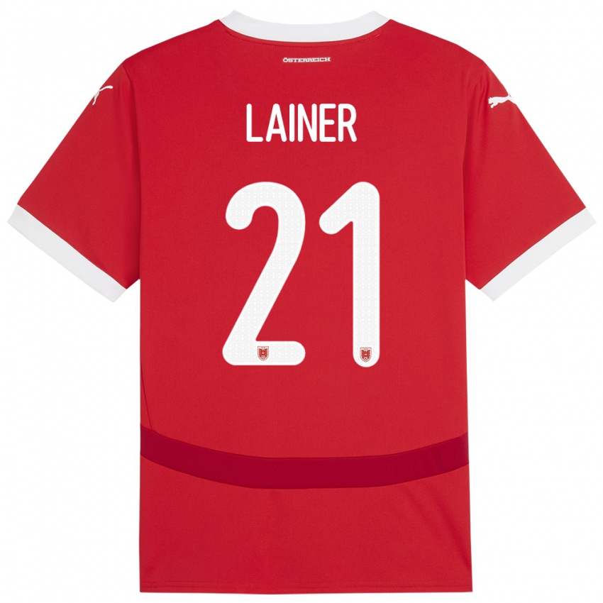 Criança Camisola Áustria Stefan Lainer #21 Vermelho Principal 24-26 Camisa Brasil