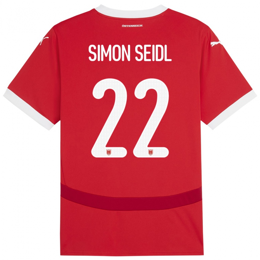 Criança Camisola Áustria Simon Seidl #22 Vermelho Principal 24-26 Camisa Brasil