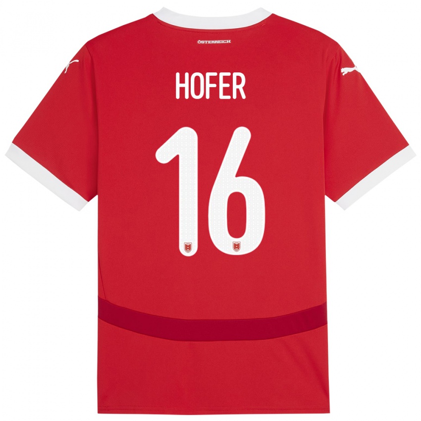 Criança Camisola Áustria Raphael Hofer #16 Vermelho Principal 24-26 Camisa Brasil