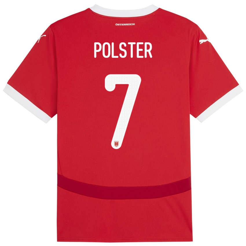 Criança Camisola Áustria Manuel Polster #7 Vermelho Principal 24-26 Camisa Brasil