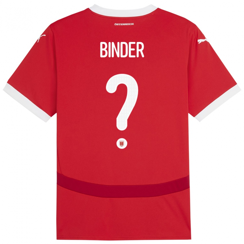 Criança Camisola Áustria Nicolas Binder #0 Vermelho Principal 24-26 Camisa Brasil