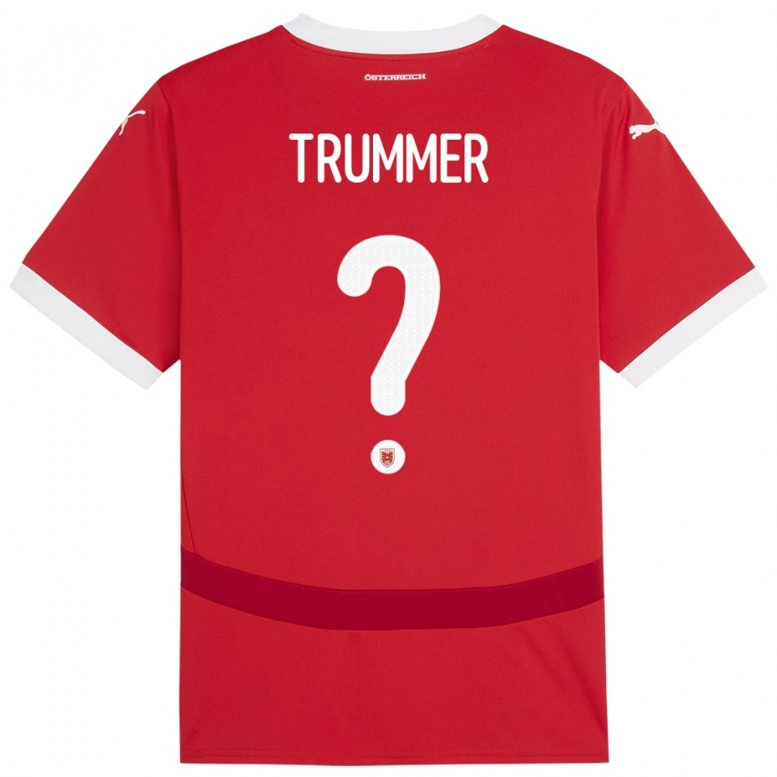 Criança Camisola Áustria Tim Trummer #0 Vermelho Principal 24-26 Camisa Brasil