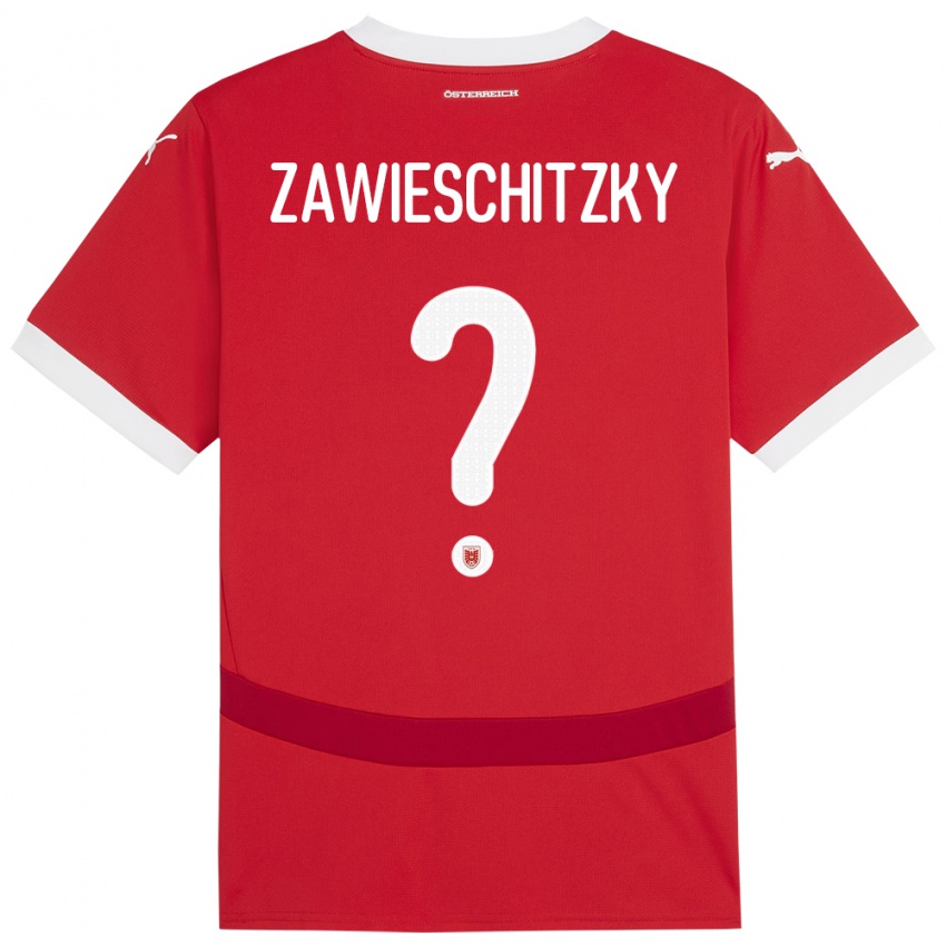 Criança Camisola Áustria Christian Zawieschitzky #0 Vermelho Principal 24-26 Camisa Brasil