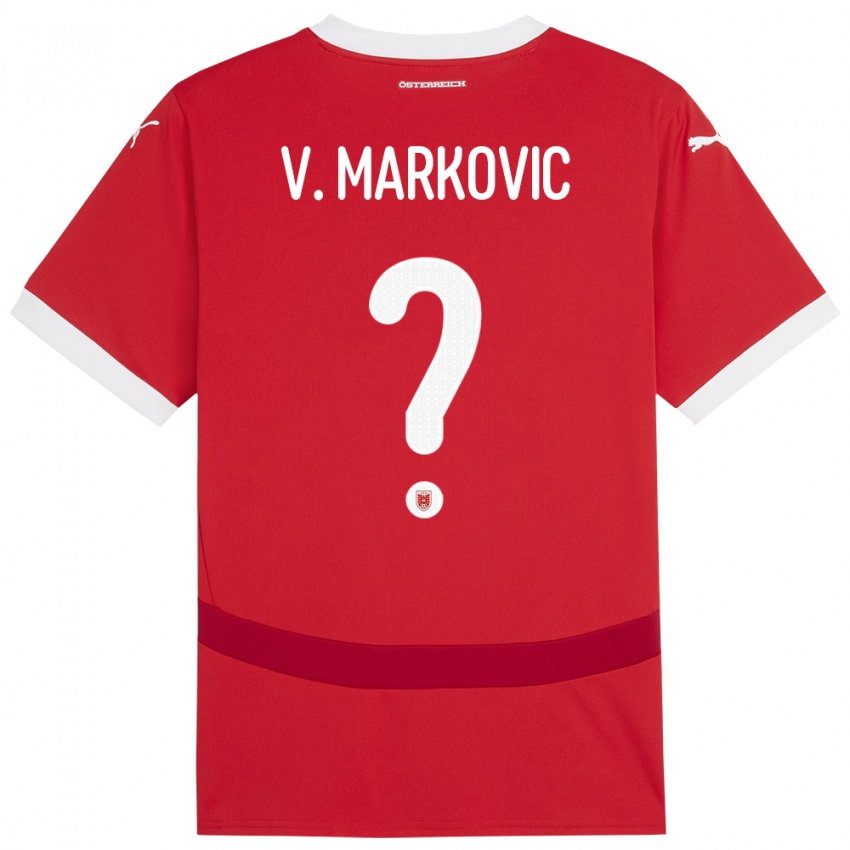 Criança Camisola Áustria Vasilije Markovic #0 Vermelho Principal 24-26 Camisa Brasil