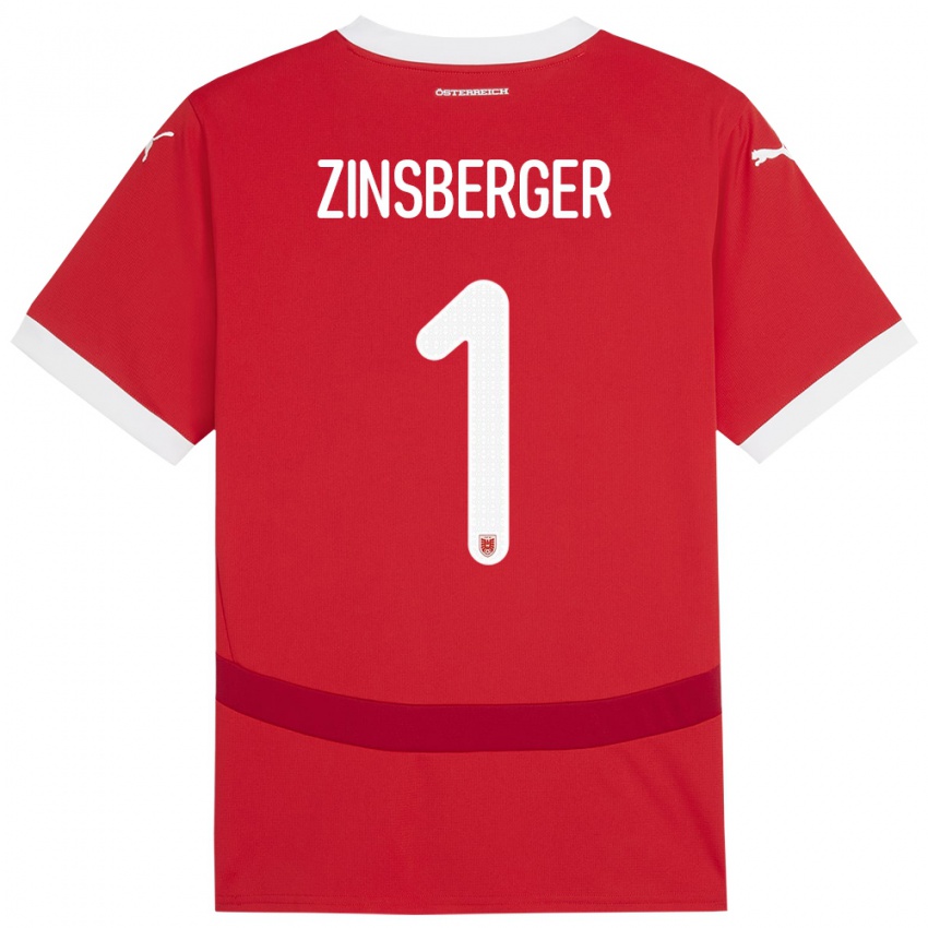 Criança Camisola Áustria Manuela Zinsberger #1 Vermelho Principal 24-26 Camisa Brasil