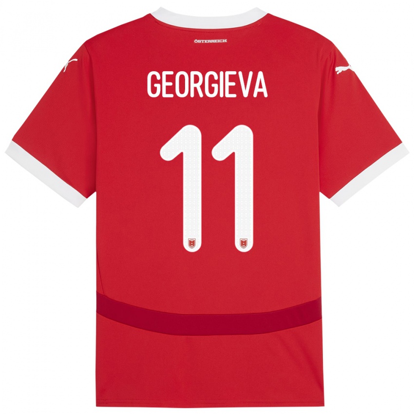 Criança Camisola Áustria Marina Georgieva #11 Vermelho Principal 24-26 Camisa Brasil