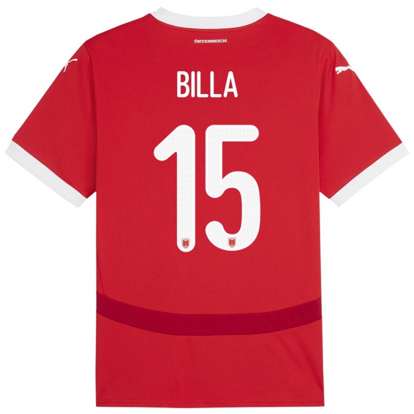 Criança Camisola Áustria Nicole Billa #15 Vermelho Principal 24-26 Camisa Brasil