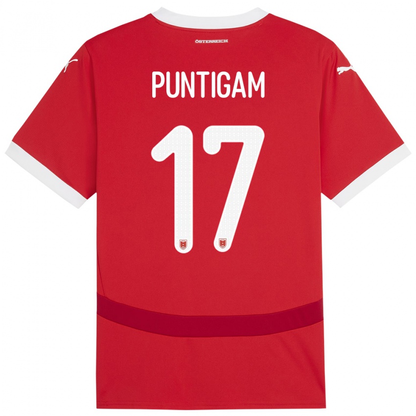 Criança Camisola Áustria Sarah Puntigam #17 Vermelho Principal 24-26 Camisa Brasil