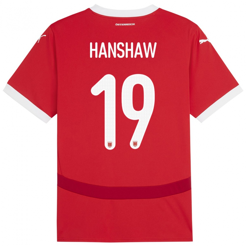 Criança Camisola Áustria Verena Hanshaw #19 Vermelho Principal 24-26 Camisa Brasil