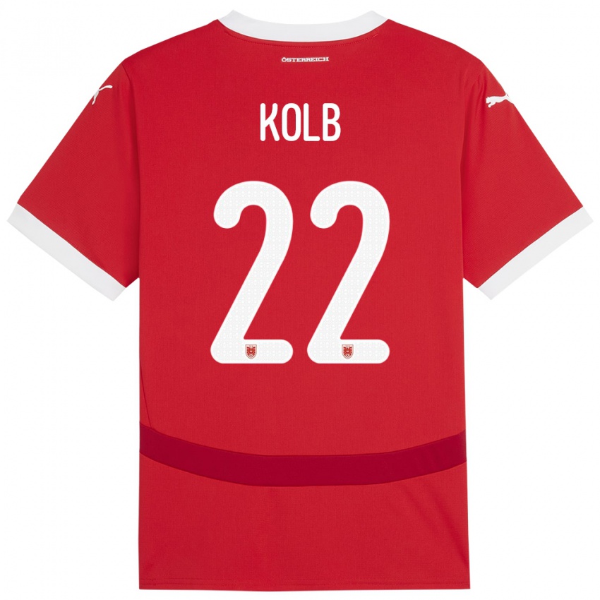 Criança Camisola Áustria Lisa Kolb #22 Vermelho Principal 24-26 Camisa Brasil