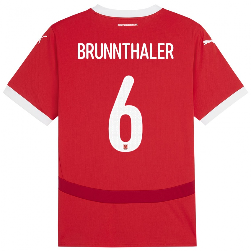 Criança Camisola Áustria Melanie Brunnthaler #6 Vermelho Principal 24-26 Camisa Brasil