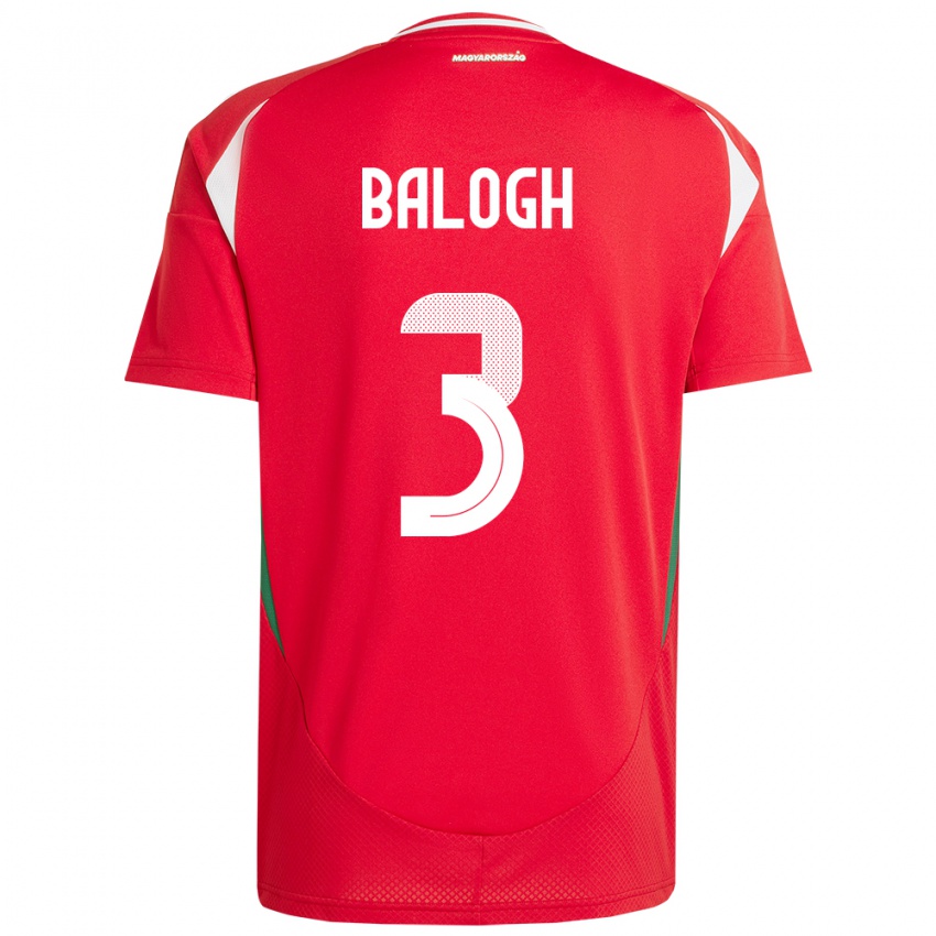 Criança Camisola Hungria Botond Balogh #3 Vermelho Principal 24-26 Camisa Brasil