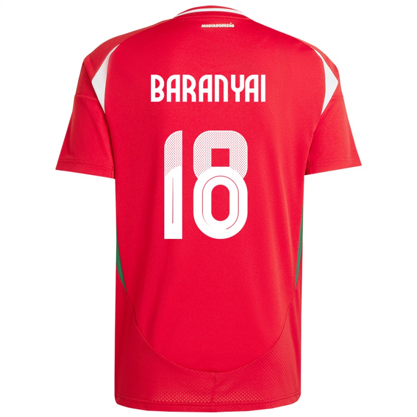 Criança Camisola Hungria Nimród Baranyai #18 Vermelho Principal 24-26 Camisa Brasil