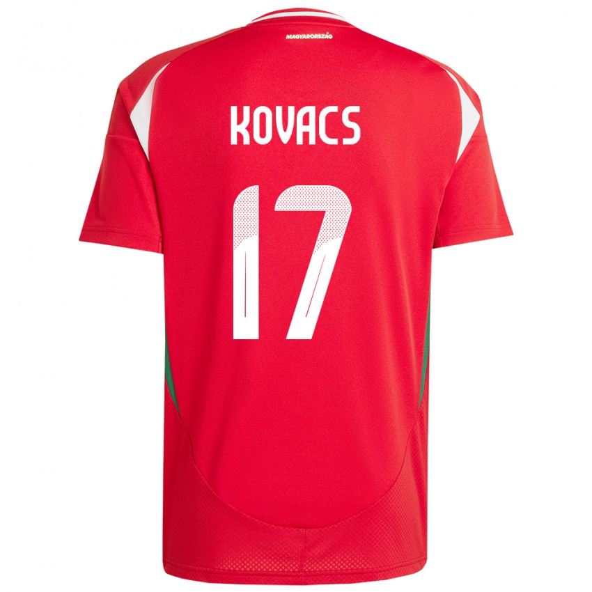 Criança Camisola Hungria Mátyás Kovács #17 Vermelho Principal 24-26 Camisa Brasil