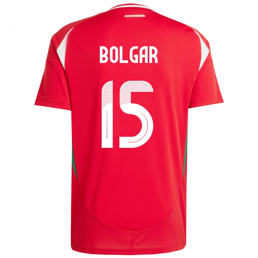 Criança Camisola Hungria Botond Bolgár #15 Vermelho Principal 24-26 Camisa Brasil