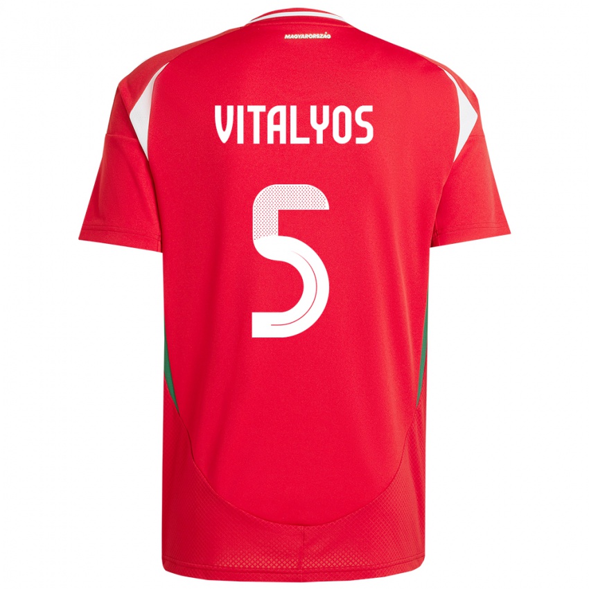 Criança Camisola Hungria Viktor Vitályos #5 Vermelho Principal 24-26 Camisa Brasil