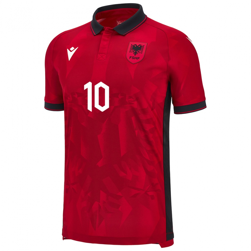 Criança Camisola Albânia Qëndresa Krasniqi #10 Vermelho Principal 24-26 Camisa Brasil