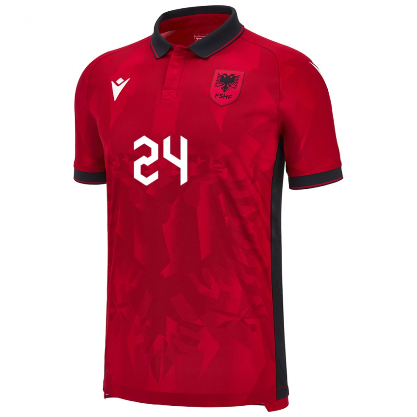 Criança Camisola Albânia Marash Kumbulla #24 Vermelho Principal 24-26 Camisa Brasil