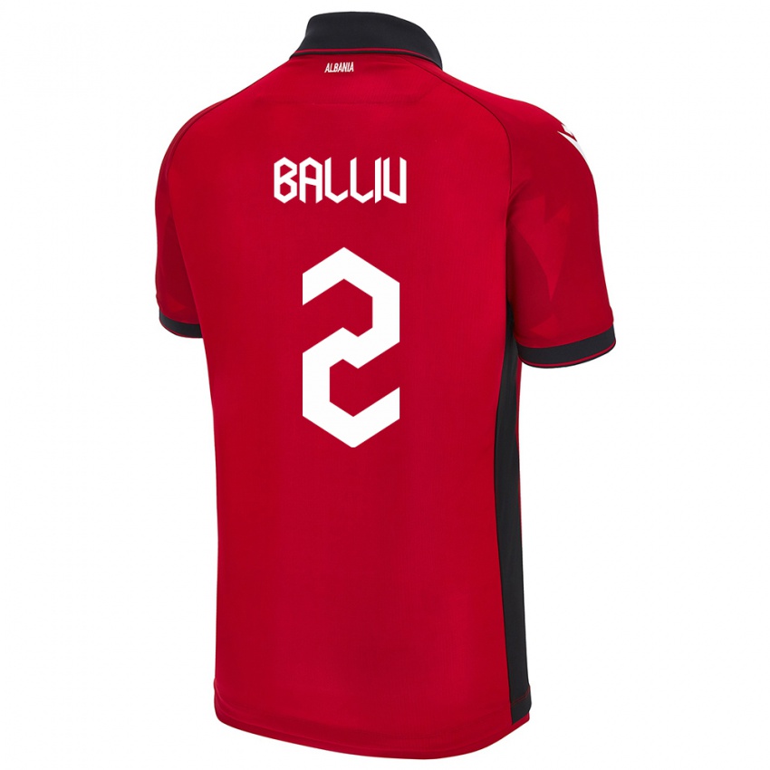 Criança Camisola Albânia Iván Balliu #2 Vermelho Principal 24-26 Camisa Brasil