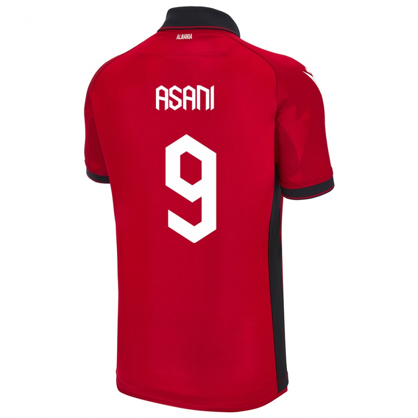 Criança Camisola Albânia Jasir Asani #9 Vermelho Principal 24-26 Camisa Brasil