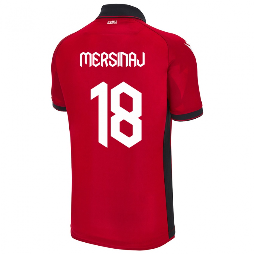 Criança Camisola Albânia Jon Mersinaj #18 Vermelho Principal 24-26 Camisa Brasil