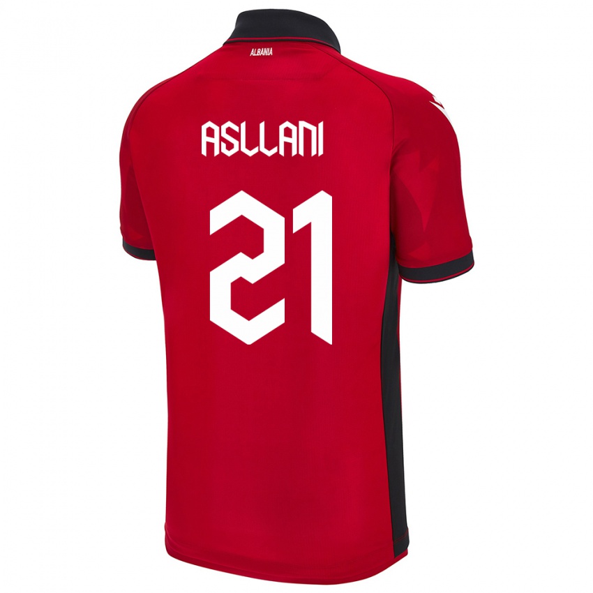 Criança Camisola Albânia Kristjan Asllani #21 Vermelho Principal 24-26 Camisa Brasil