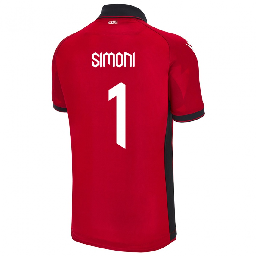 Criança Camisola Albânia Simon Simoni #1 Vermelho Principal 24-26 Camisa Brasil