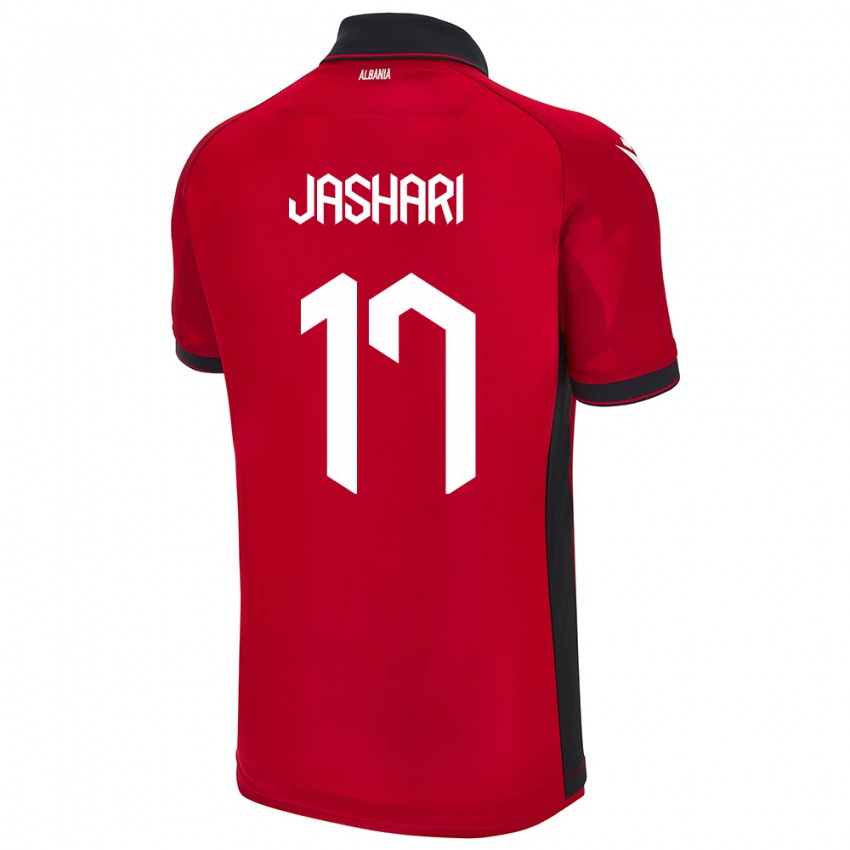 Criança Camisola Albânia Elion Jashari #17 Vermelho Principal 24-26 Camisa Brasil