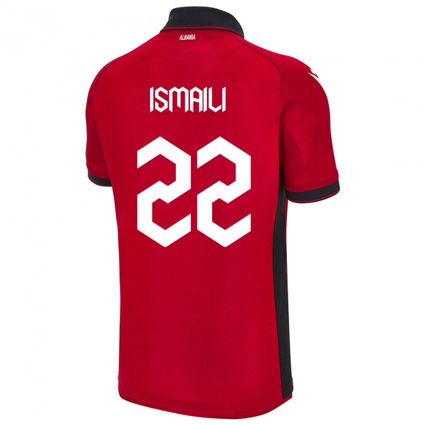 Criança Camisola Albânia Ysni Ismaili #22 Vermelho Principal 24-26 Camisa Brasil