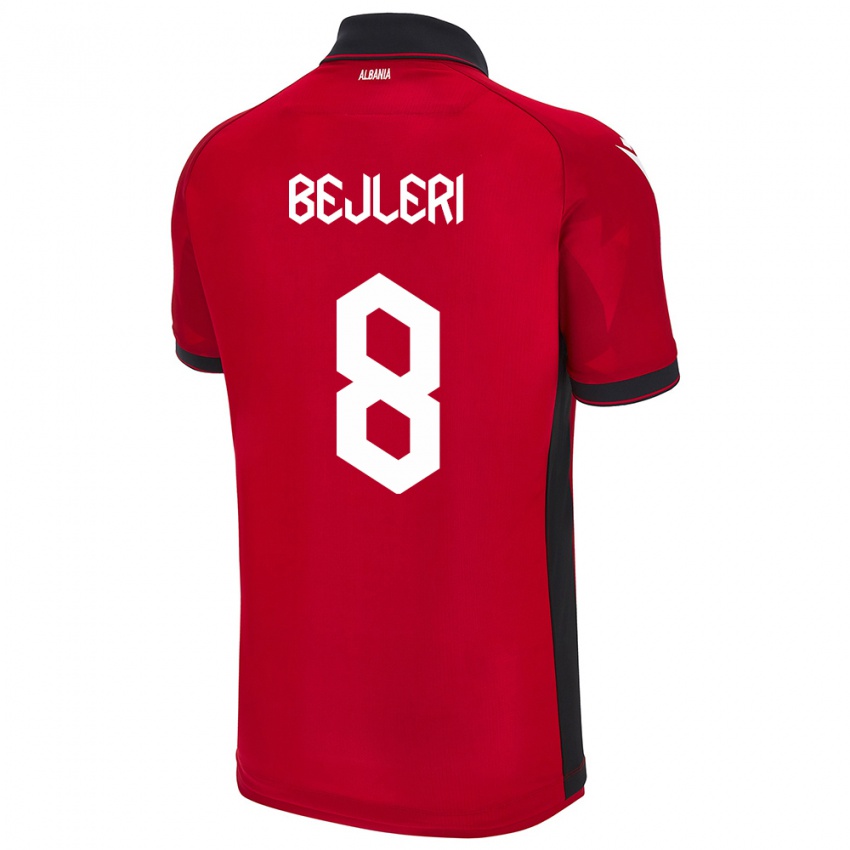 Criança Camisola Albânia Markela Bejleri #8 Vermelho Principal 24-26 Camisa Brasil