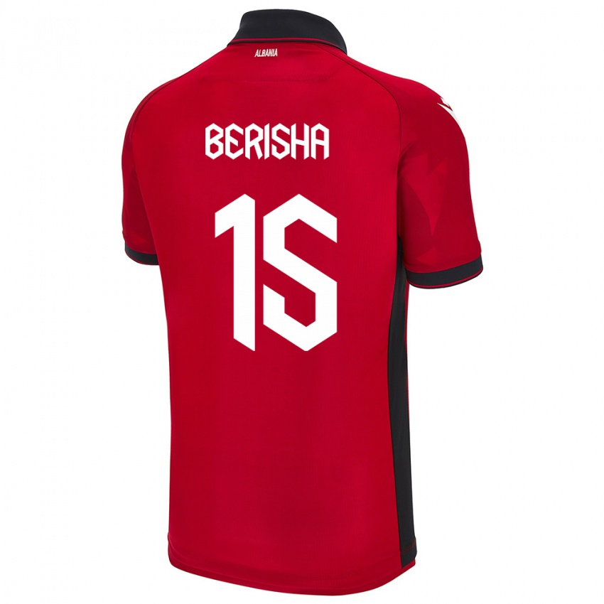 Criança Camisola Albânia Gresa Berisha #15 Vermelho Principal 24-26 Camisa Brasil