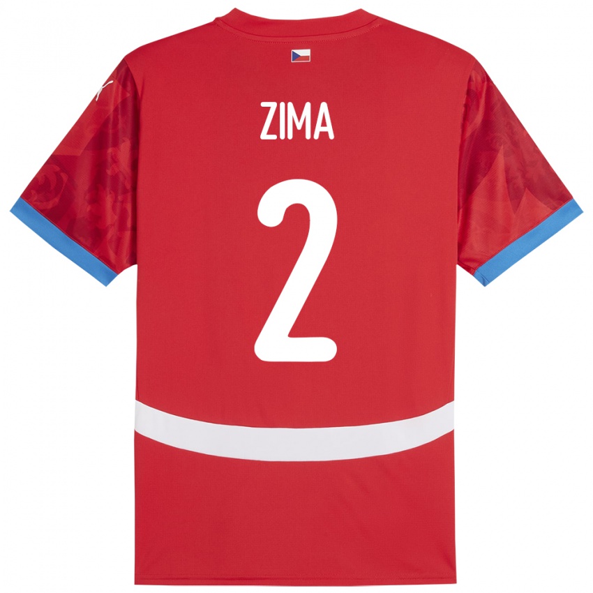 Criança Camisola República Checa David Zima #2 Vermelho Principal 24-26 Camisa Brasil