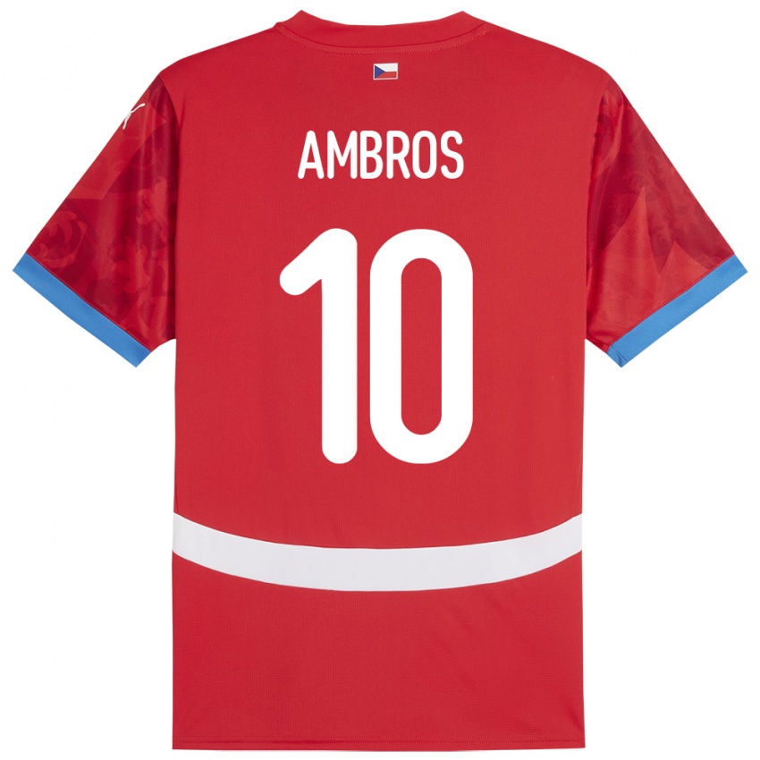 Criança Camisola República Checa Lukas Ambros #10 Vermelho Principal 24-26 Camisa Brasil