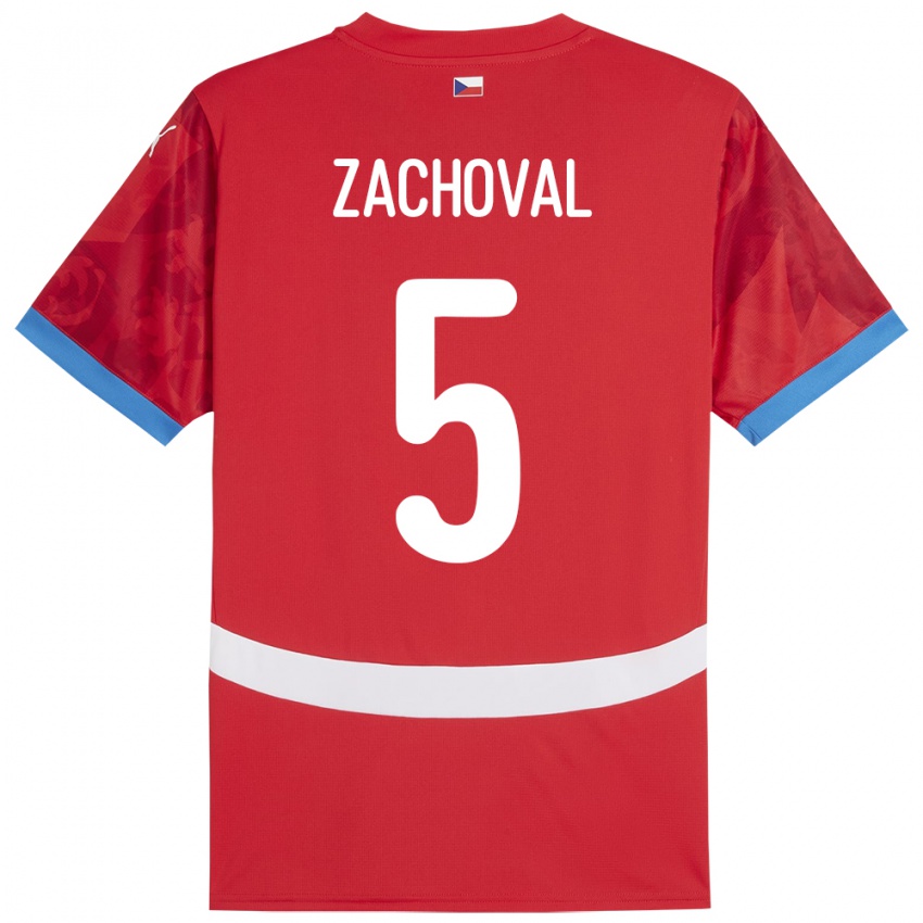 Criança Camisola República Checa Matej Zachoval #5 Vermelho Principal 24-26 Camisa Brasil