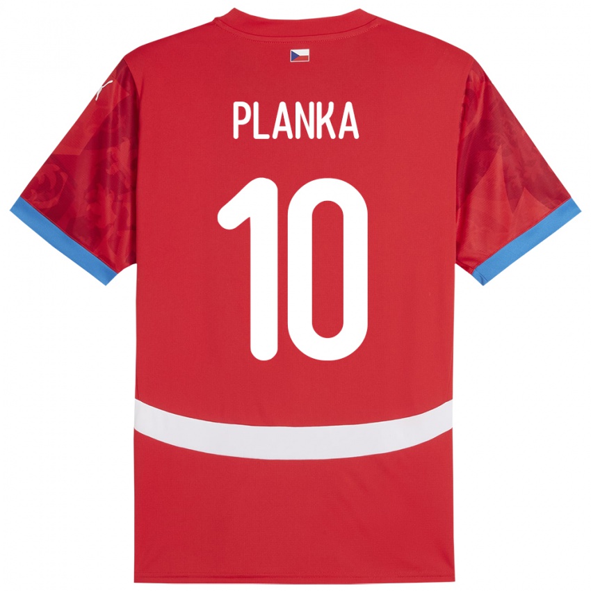 Criança Camisola República Checa David Planka #10 Vermelho Principal 24-26 Camisa Brasil