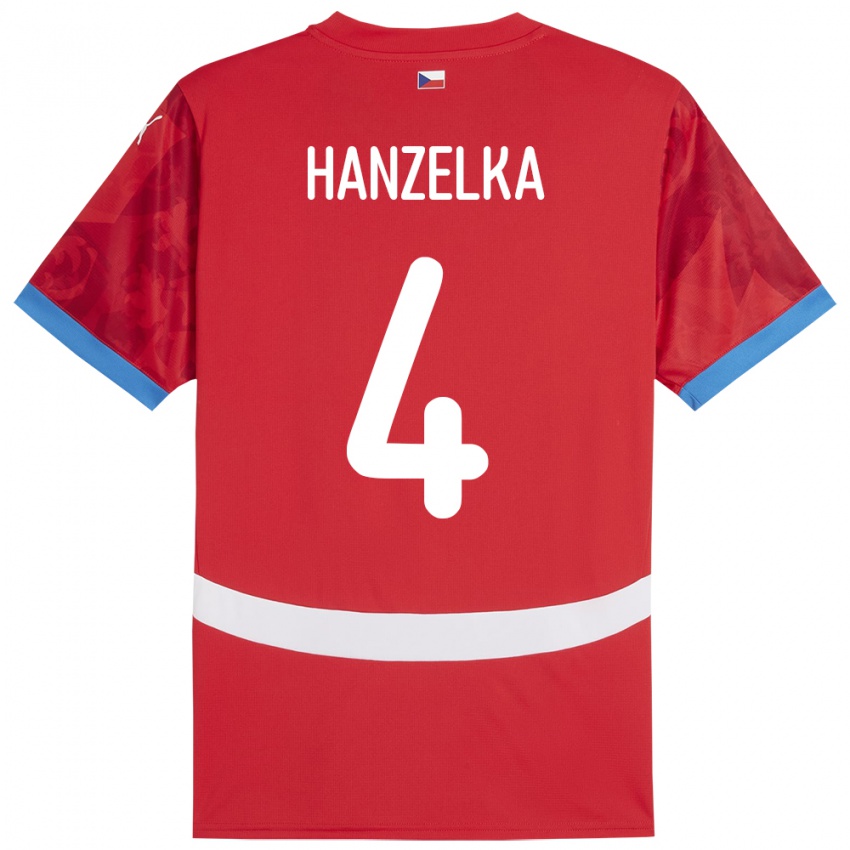 Criança Camisola República Checa Denis Hanzelka #4 Vermelho Principal 24-26 Camisa Brasil