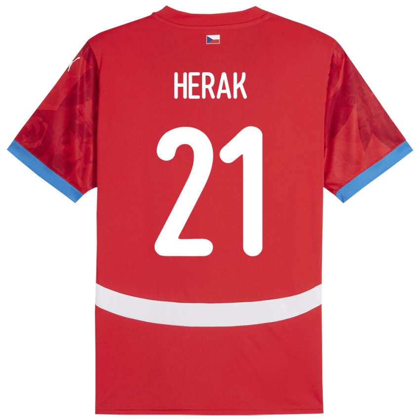 Criança Camisola República Checa Frantisek Herak #21 Vermelho Principal 24-26 Camisa Brasil