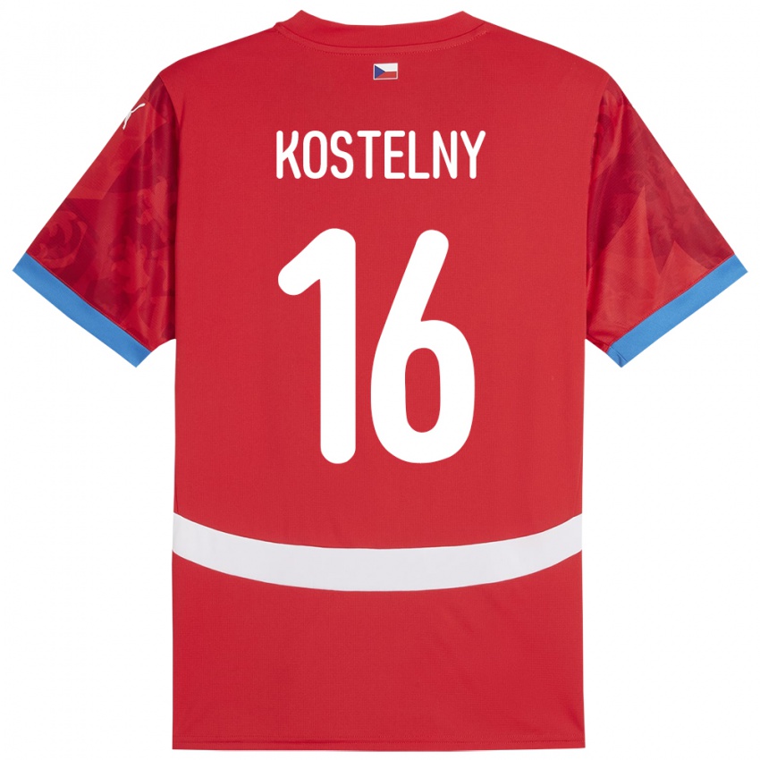 Criança Camisola República Checa Krystof Kostelny #16 Vermelho Principal 24-26 Camisa Brasil