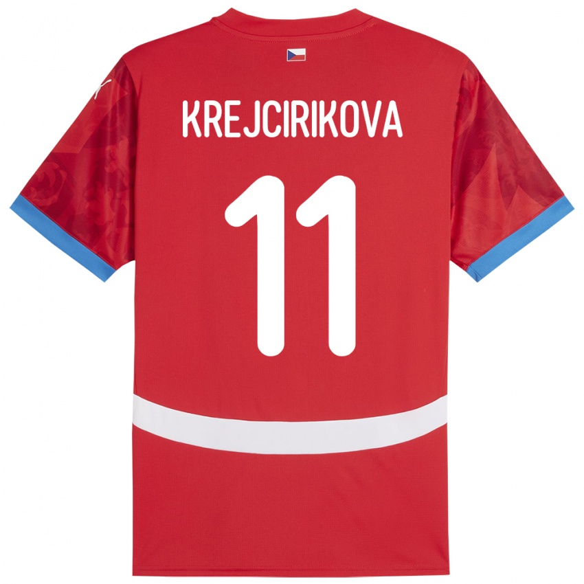 Criança Camisola República Checa Tereza Krejčiříková #11 Vermelho Principal 24-26 Camisa Brasil