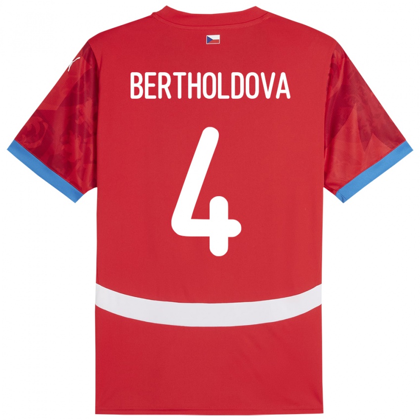 Criança Camisola República Checa Petra Bertholdová #4 Vermelho Principal 24-26 Camisa Brasil