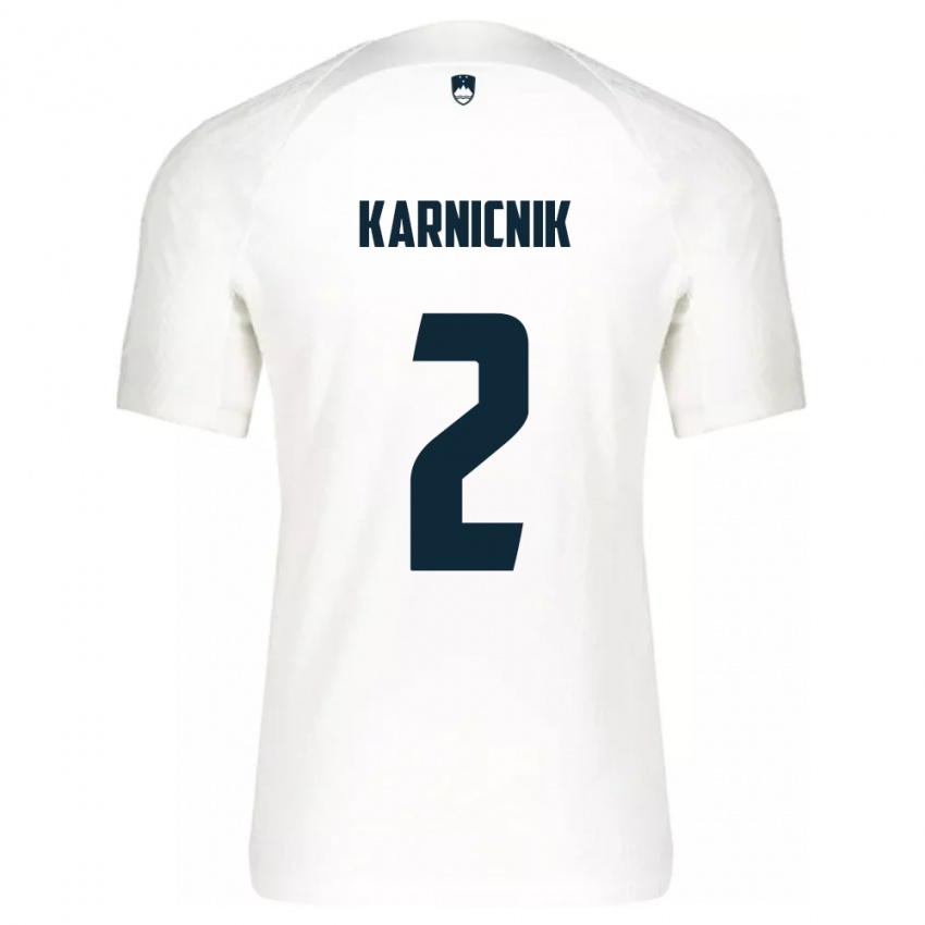 Criança Camisola Eslovênia Zan Karnicnik #2 Branco Principal 24-26 Camisa Brasil