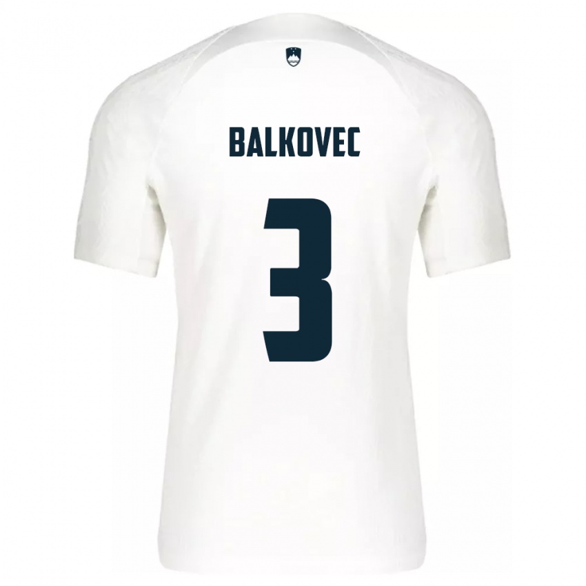 Criança Camisola Eslovênia Jure Balkovec #3 Branco Principal 24-26 Camisa Brasil