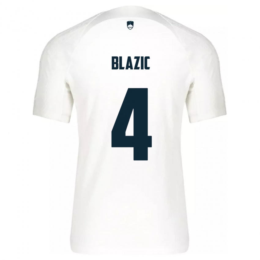 Criança Camisola Eslovênia Miha Blazic #4 Branco Principal 24-26 Camisa Brasil