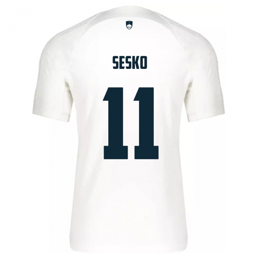 Criança Camisola Eslovênia Benjamin Sesko #11 Branco Principal 24-26 Camisa Brasil