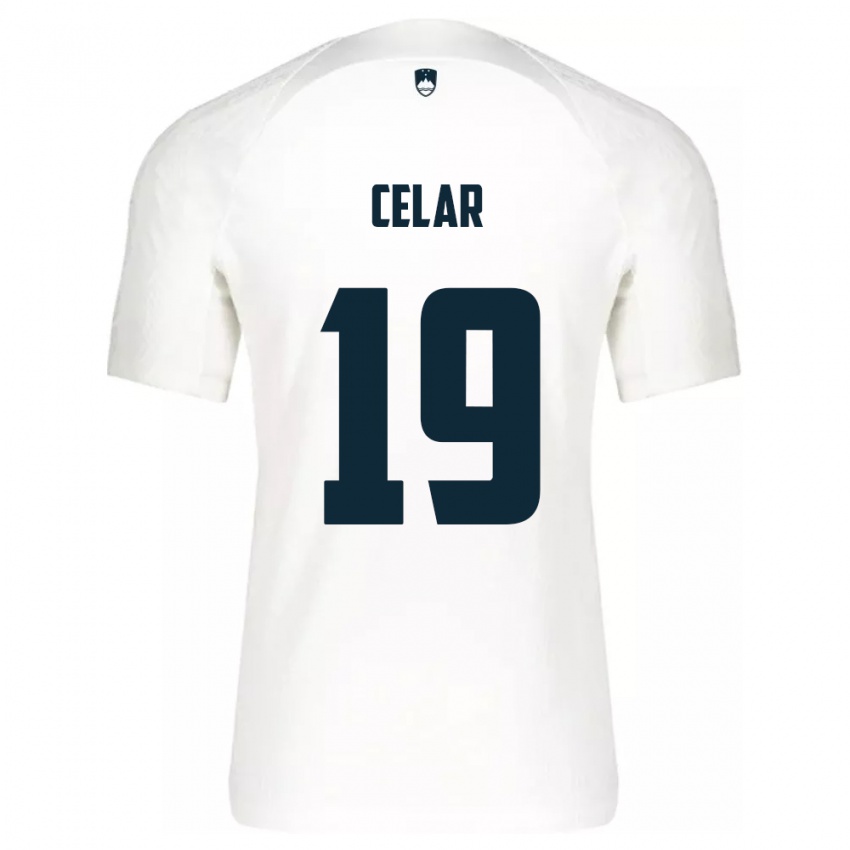 Criança Camisola Eslovênia Zan Celar #19 Branco Principal 24-26 Camisa Brasil